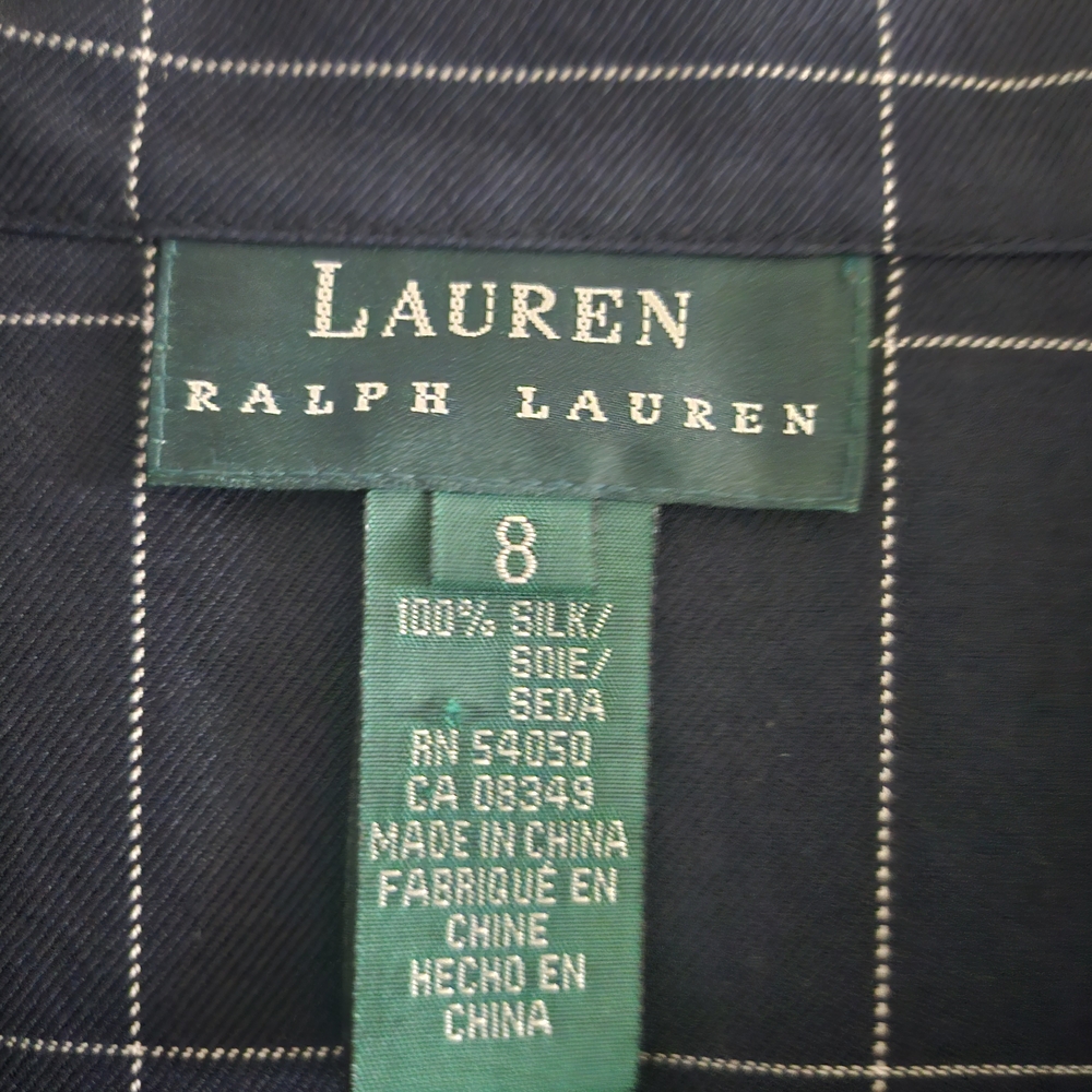 Lauren Ralph Lauren Navy Checkered Button Down Shirt - Picture 3 of 6